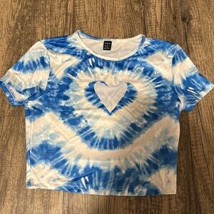 SHEIN Blue Heart Crop Top heart cutout